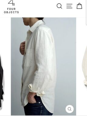 Four Objects White Herringbone Womens Work Shirt